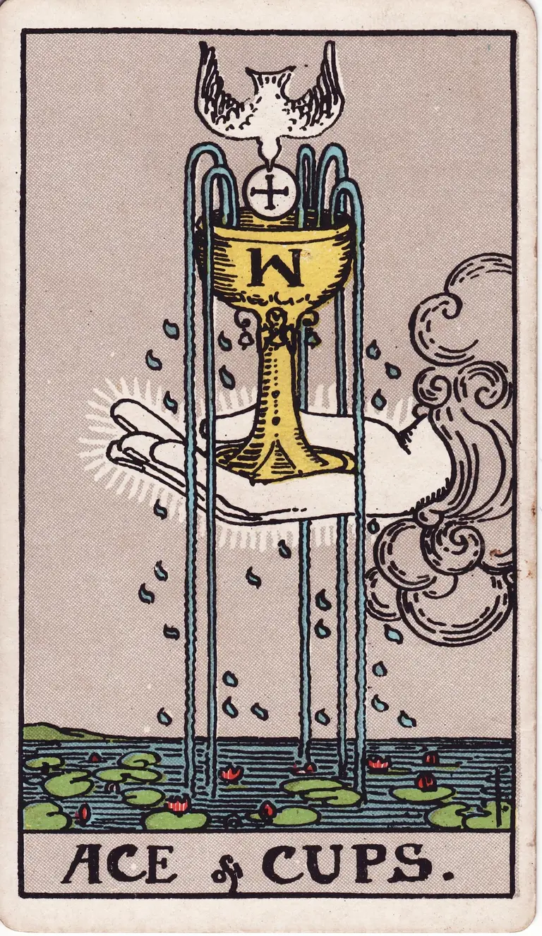 Classic drawing of “Ace of Cups”