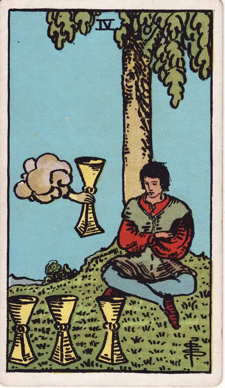 Classic drawing of “Four of Cups”