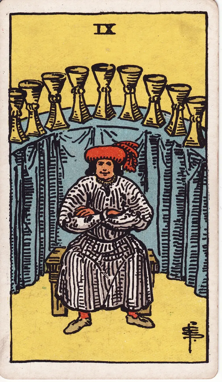 Classic drawing of “Nine of Cups”