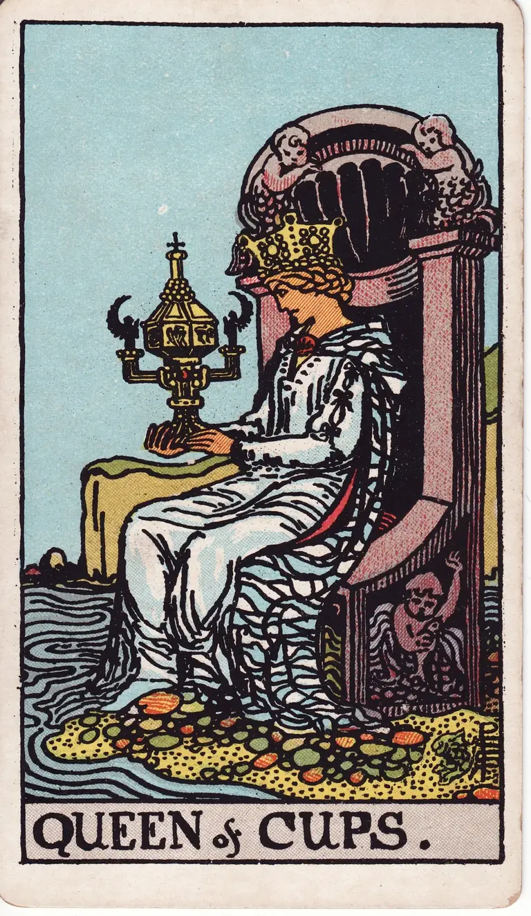Classic drawing of “Queen of Cups”