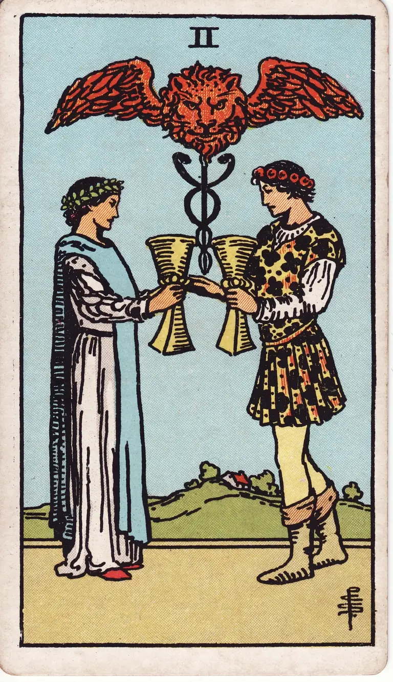 Classic drawing of “Two of Cups”