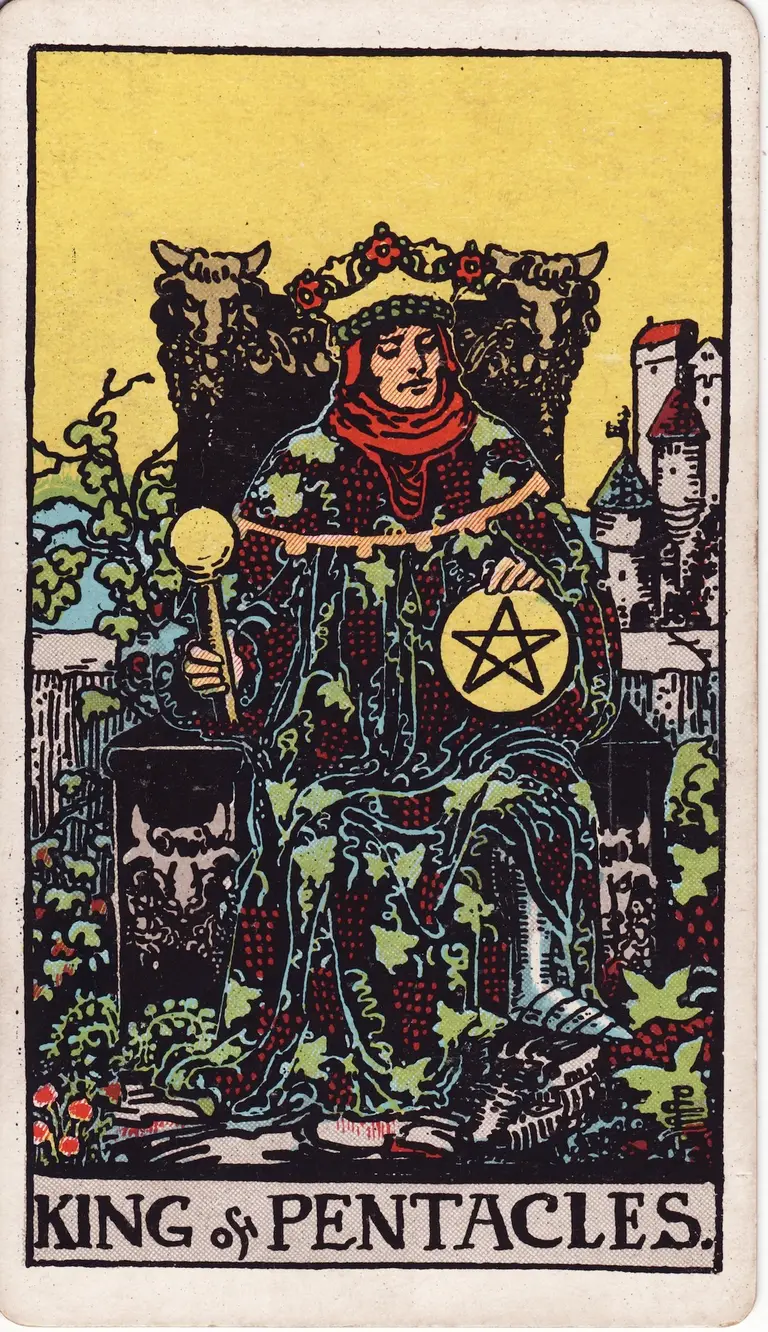 Classic drawing of “King of Pentacles”