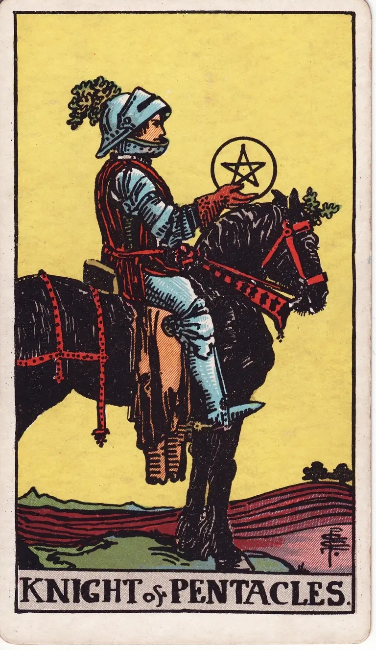Classic drawing of “Knight of Pentacles”