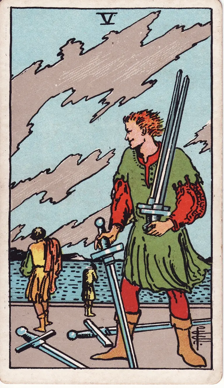 Classic drawing of “Five of Swords”