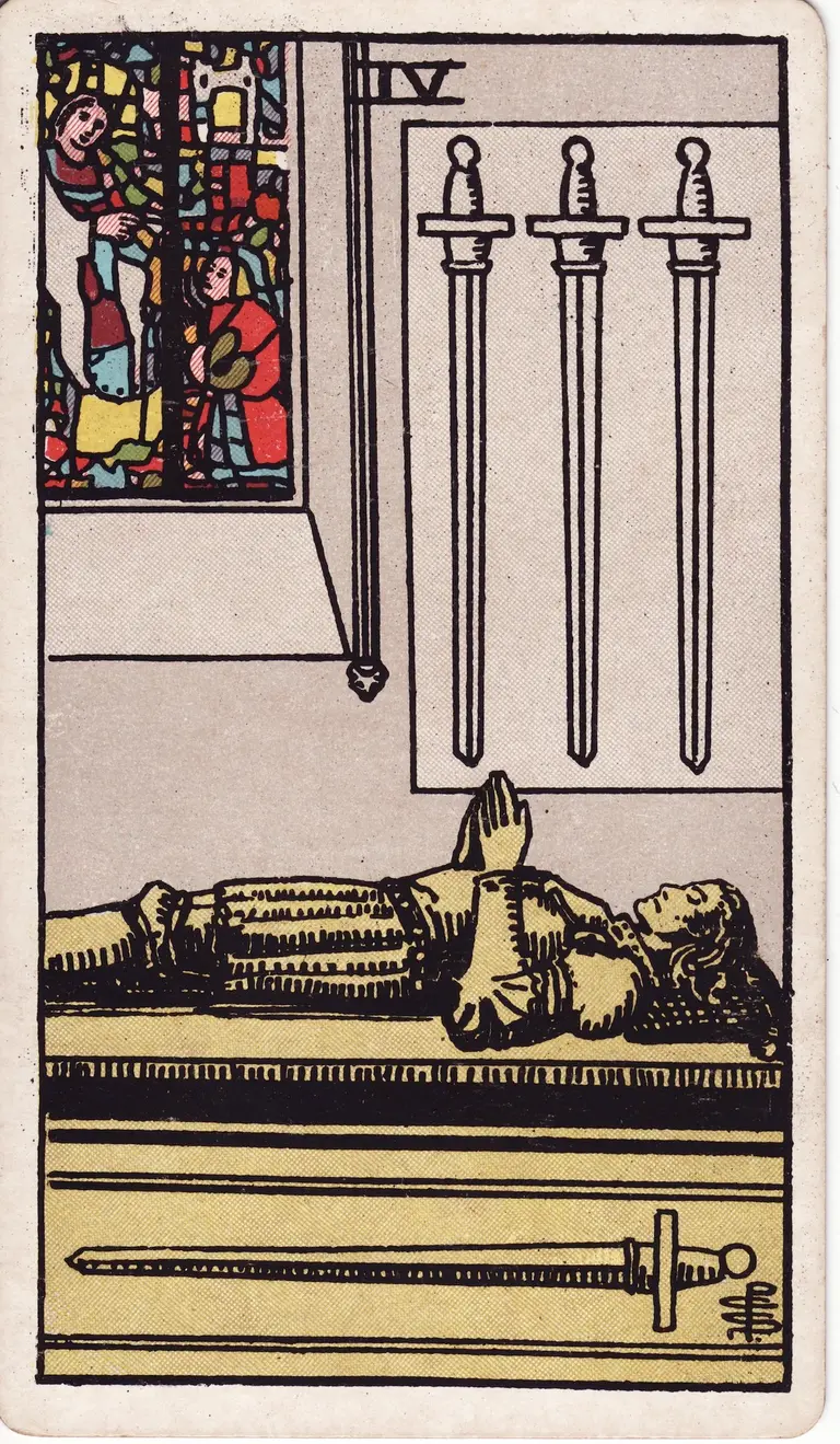 Classic drawing of “Four of Swords”