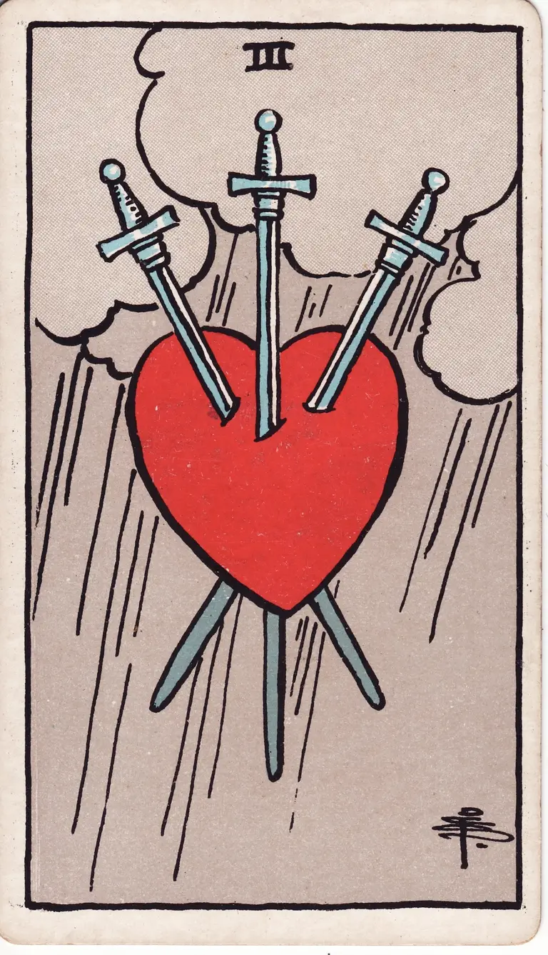 Classic drawing of “Three of Swords”