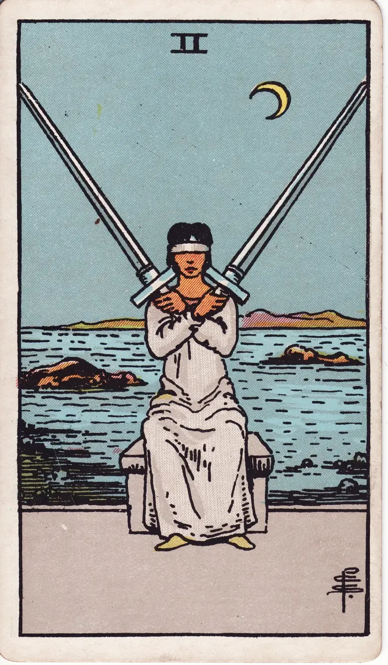 Classic drawing of “Two of Swords”