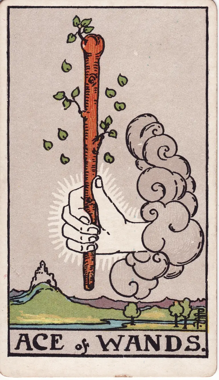 Classic drawing of “Ace of Wands”
