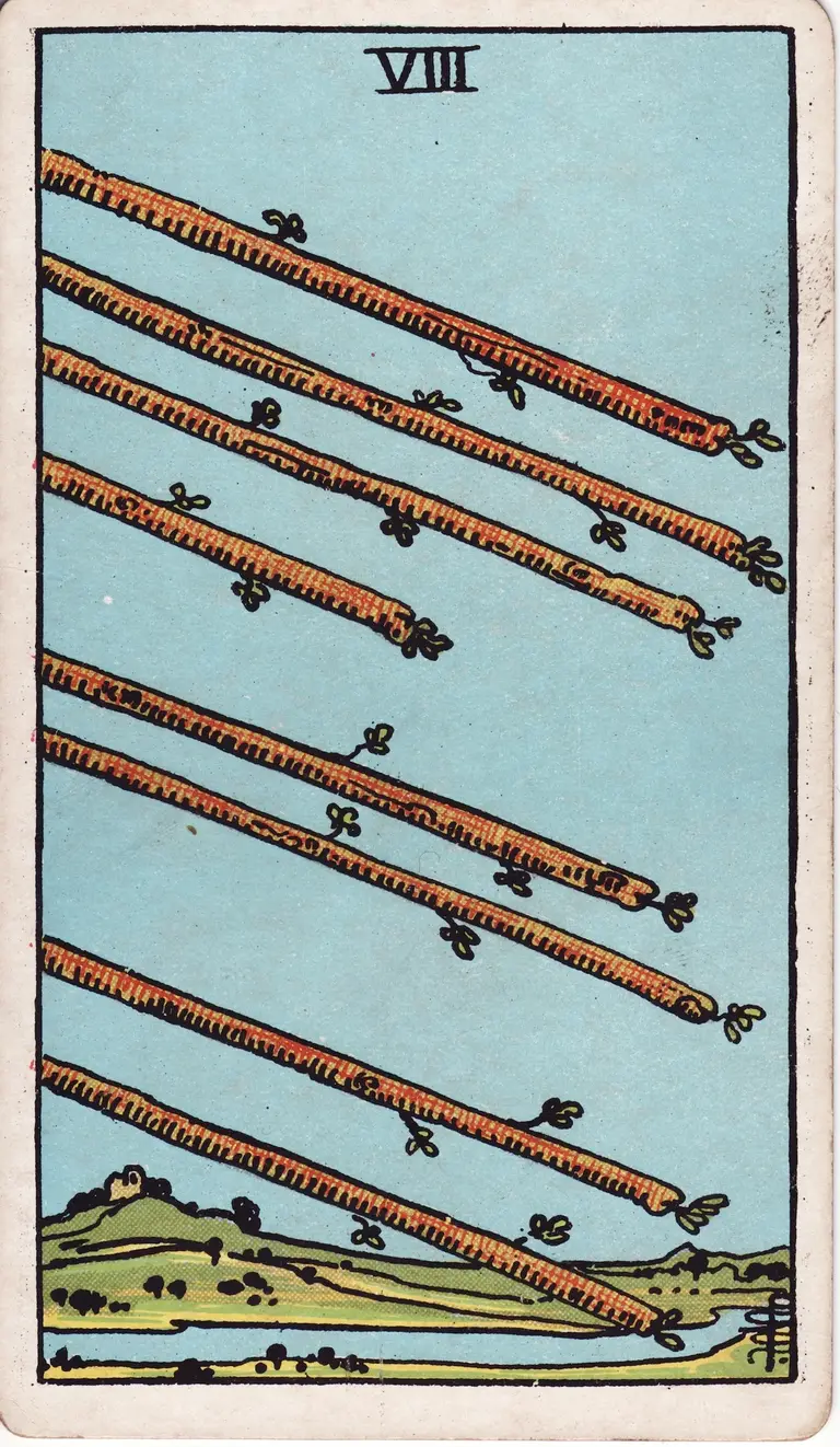 Classic drawing of “Eight of Wands”