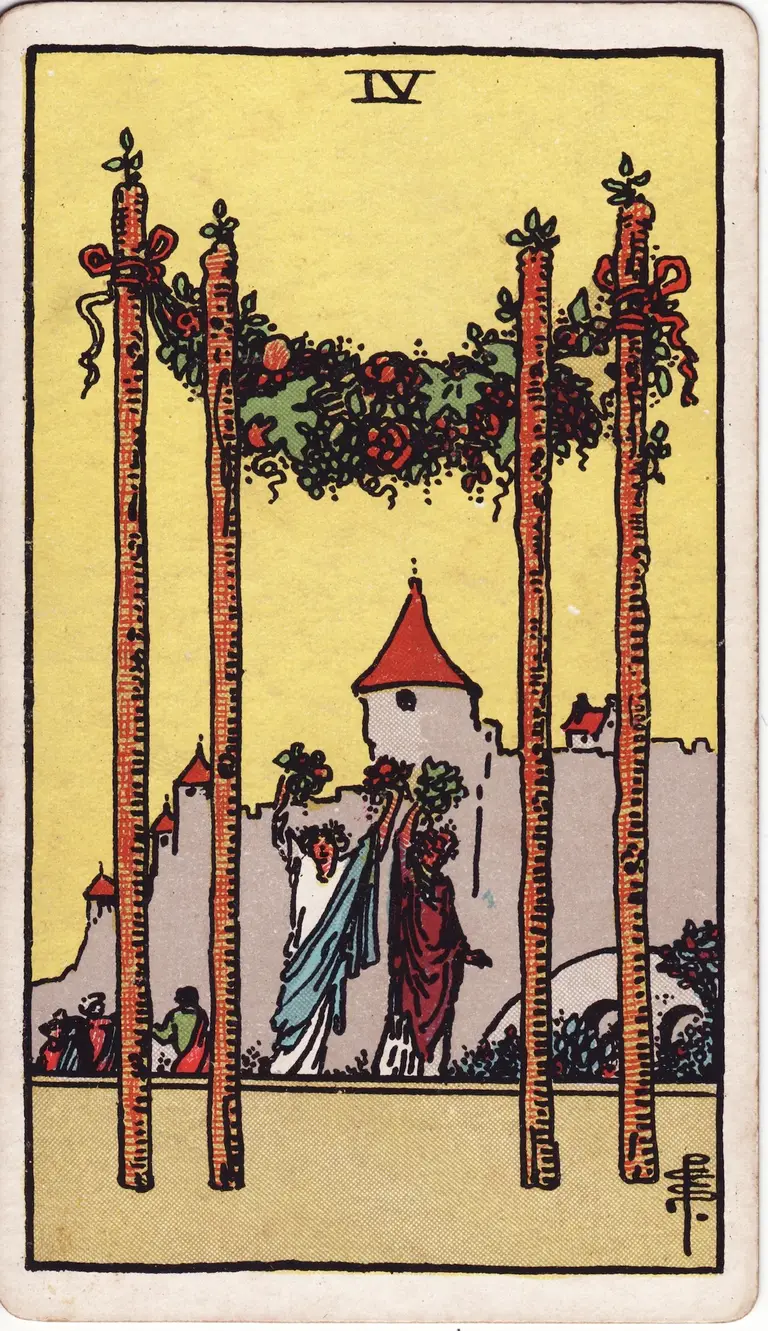 Classic drawing of “Four of Wands”