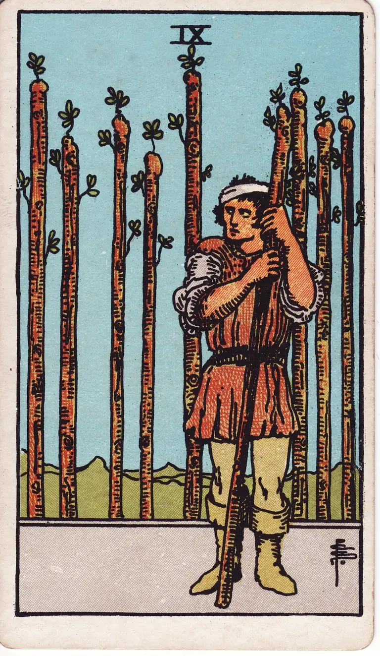 Classic drawing of “Nine of Wands”