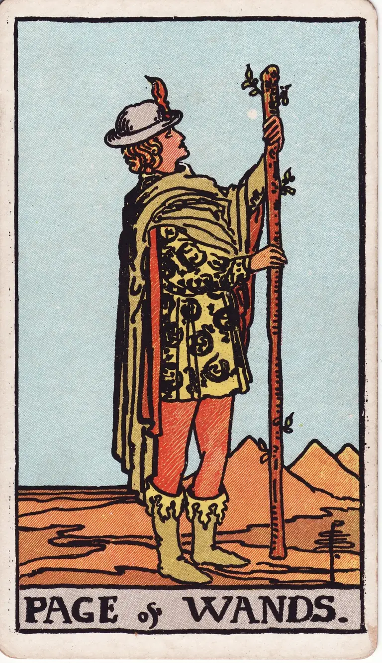 Classic drawing of “Page of Wands”