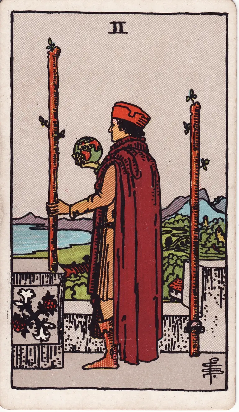Classic drawing of “Two of Wands”